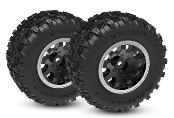 TRX10771-STBLK Reifen auf Felgen schwarz Sledgehammer vorn